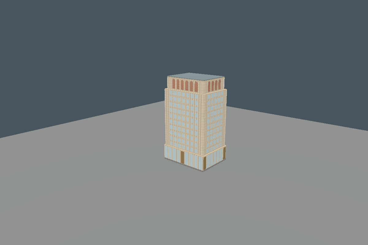 WebGPU Material Slot Compiler: Far camera building presentation.